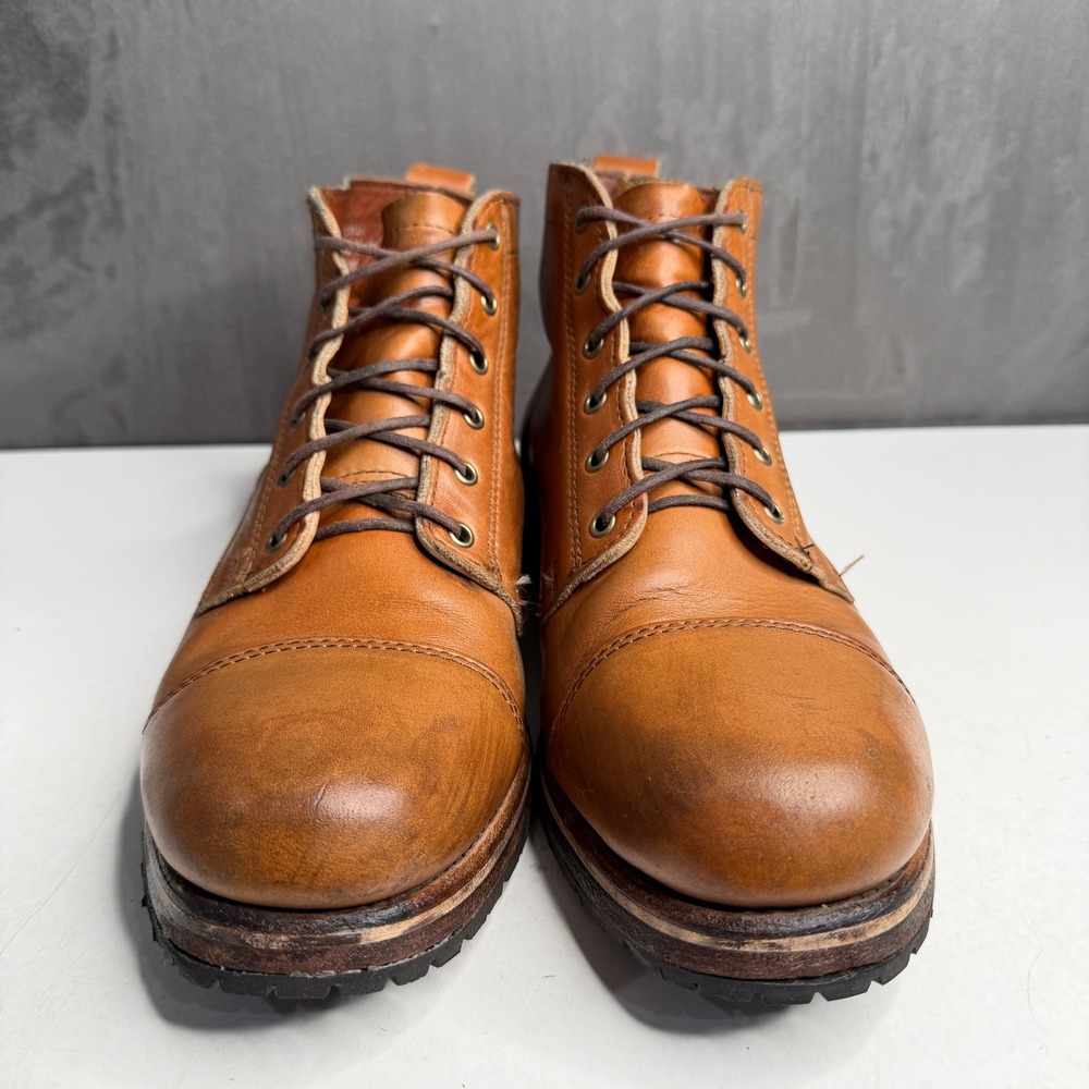 Men's Tan Leather Lace-Up Boots - Picture 4 of 13